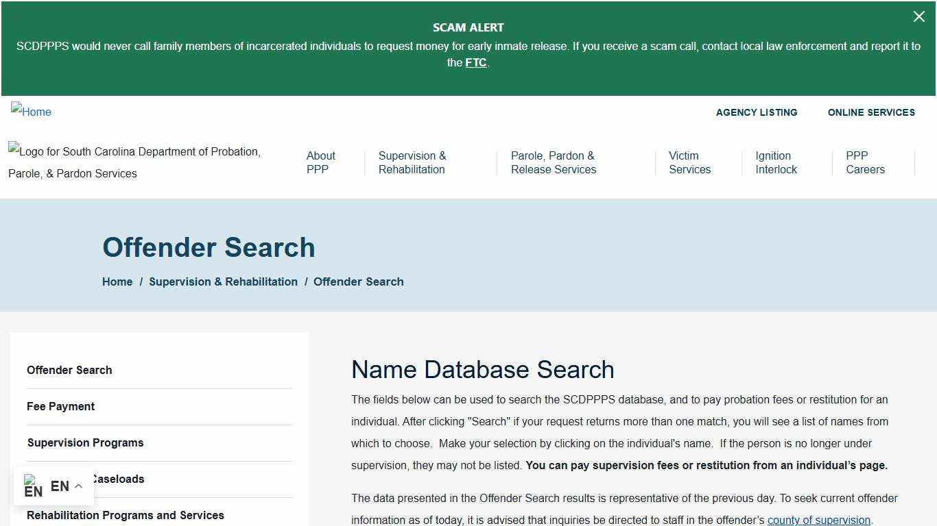Offender Search South Carolina Department of Probation, Parole and Pardon Services
